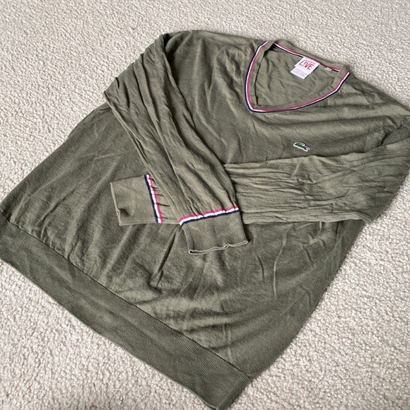 Long Sleeve V-Neck Thin Sweater Lacoste - Size 6 - Gently Worn - Picture 6 of 7